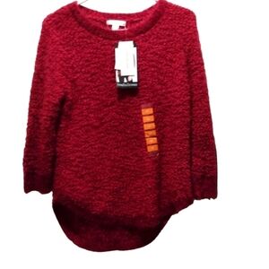 NWT John Paul Richard Red Hi-Lo Popcorn Sweater Super Soft Sized M